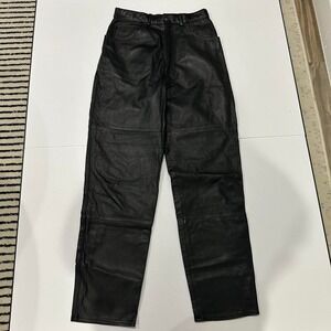 Black Leather Pants size 6 100% Genuine Leather